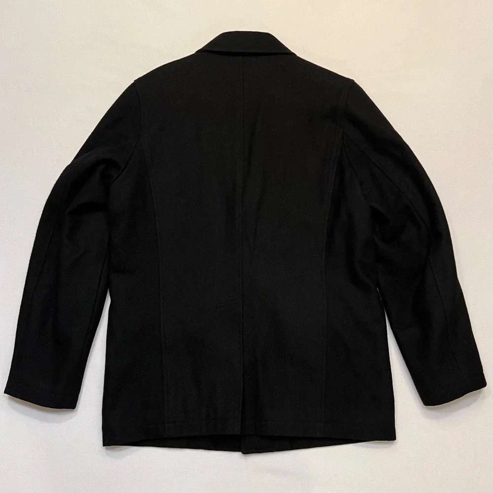 Structure Men's Black Clean Minimal Dark Academia Wool Blend Quilted Coat Size M